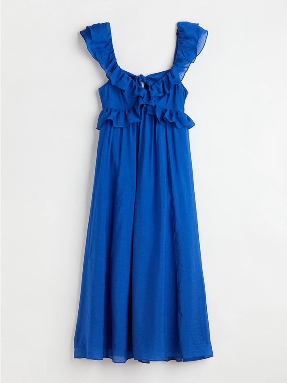 H&M Women Blue Lyocell-blend Flounced
Dress - EUC